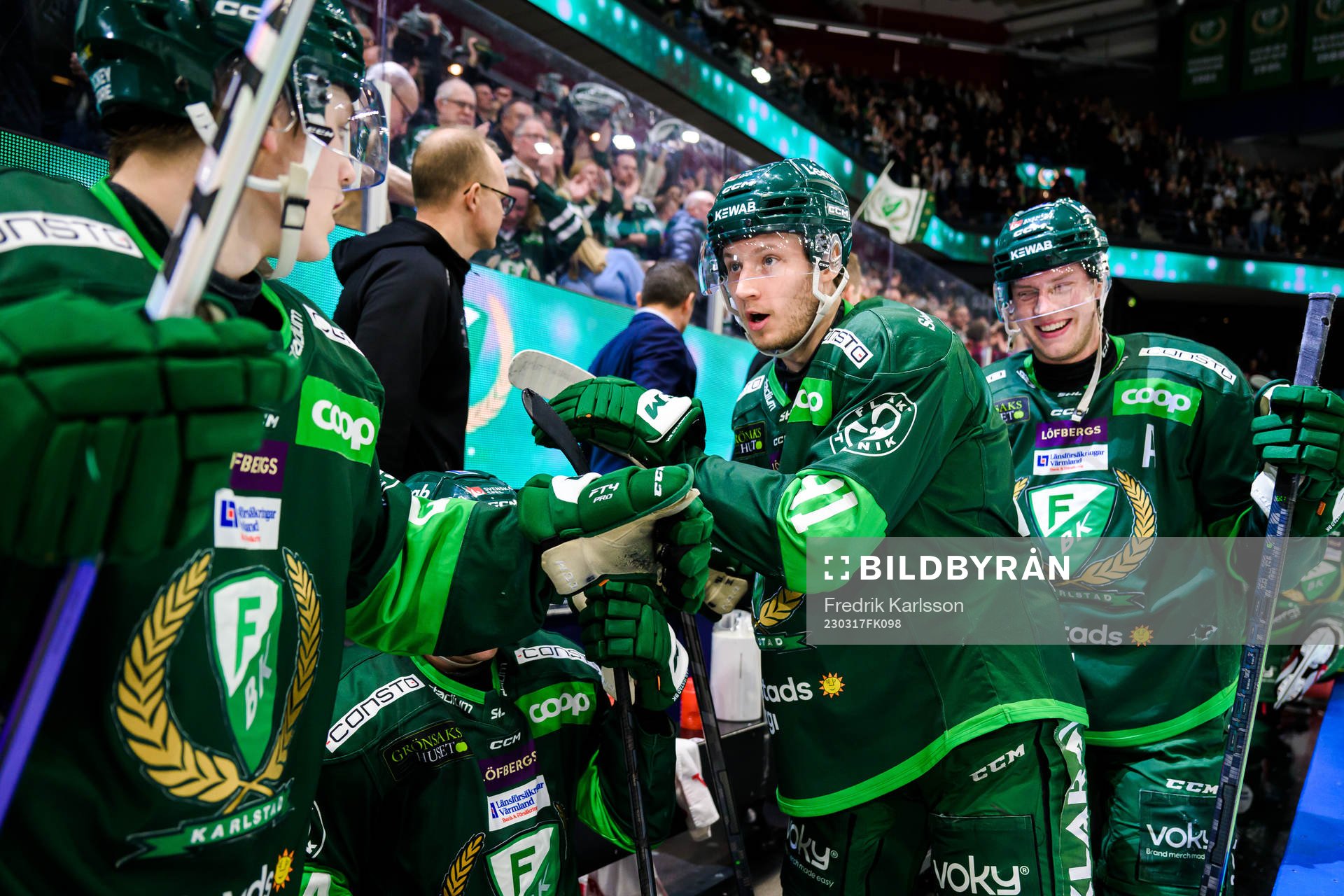 Färjestads Lucas Forsell, Eric Engstrand och Victor