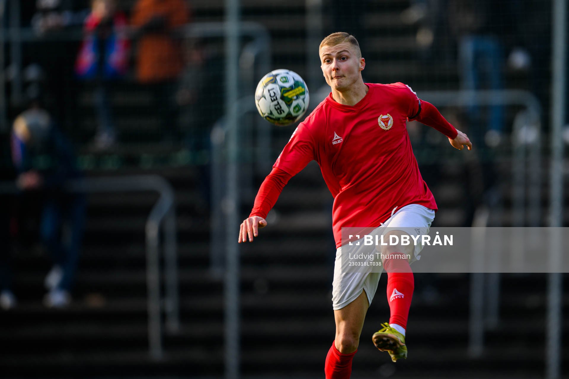 Kalmars David Kristjan Olafsson under träningsmatchen i fotboll mellan Helsingborg och Kalmar den 18 mars 2023 i Helsingborg. 