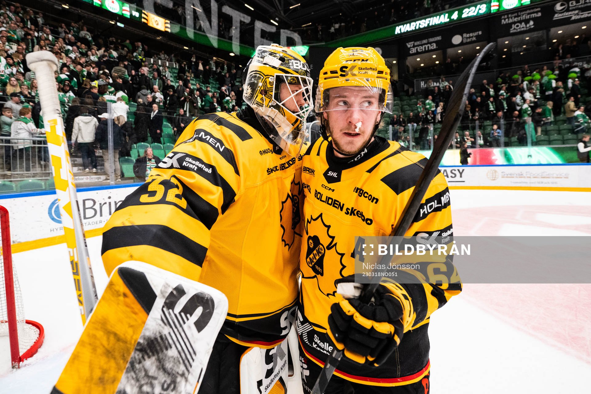Skellefteås målvakt Linus Söderström och Jonathan Pudas