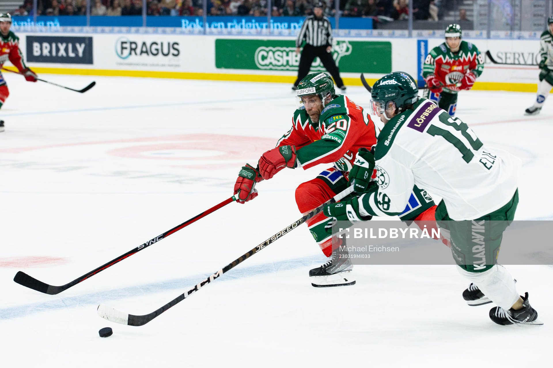 Frölundas Joel Lundqvist och Färjestads Remi Elie