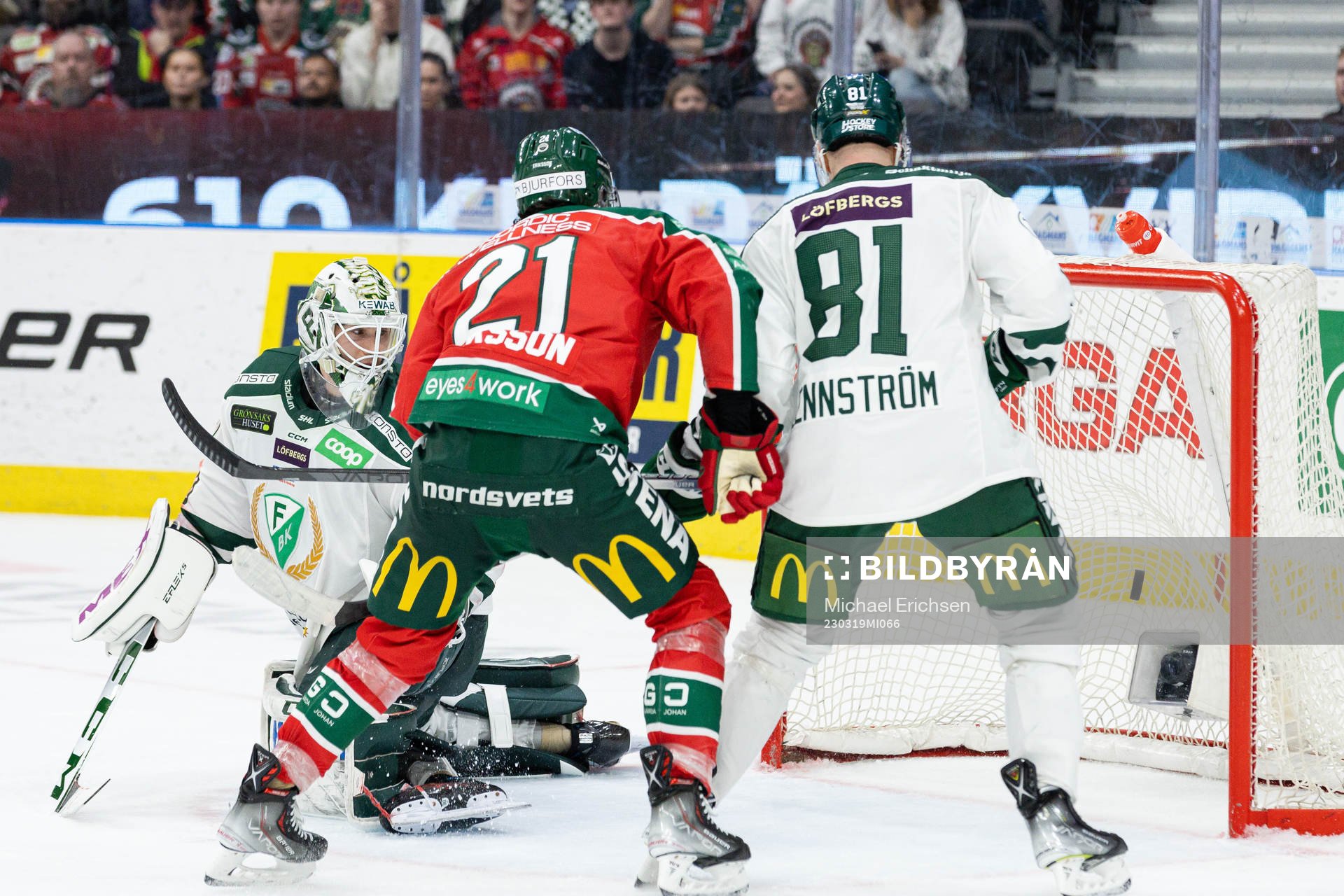 Frölundas Loui Eriksson gör 3-2 bakom Färjestads
