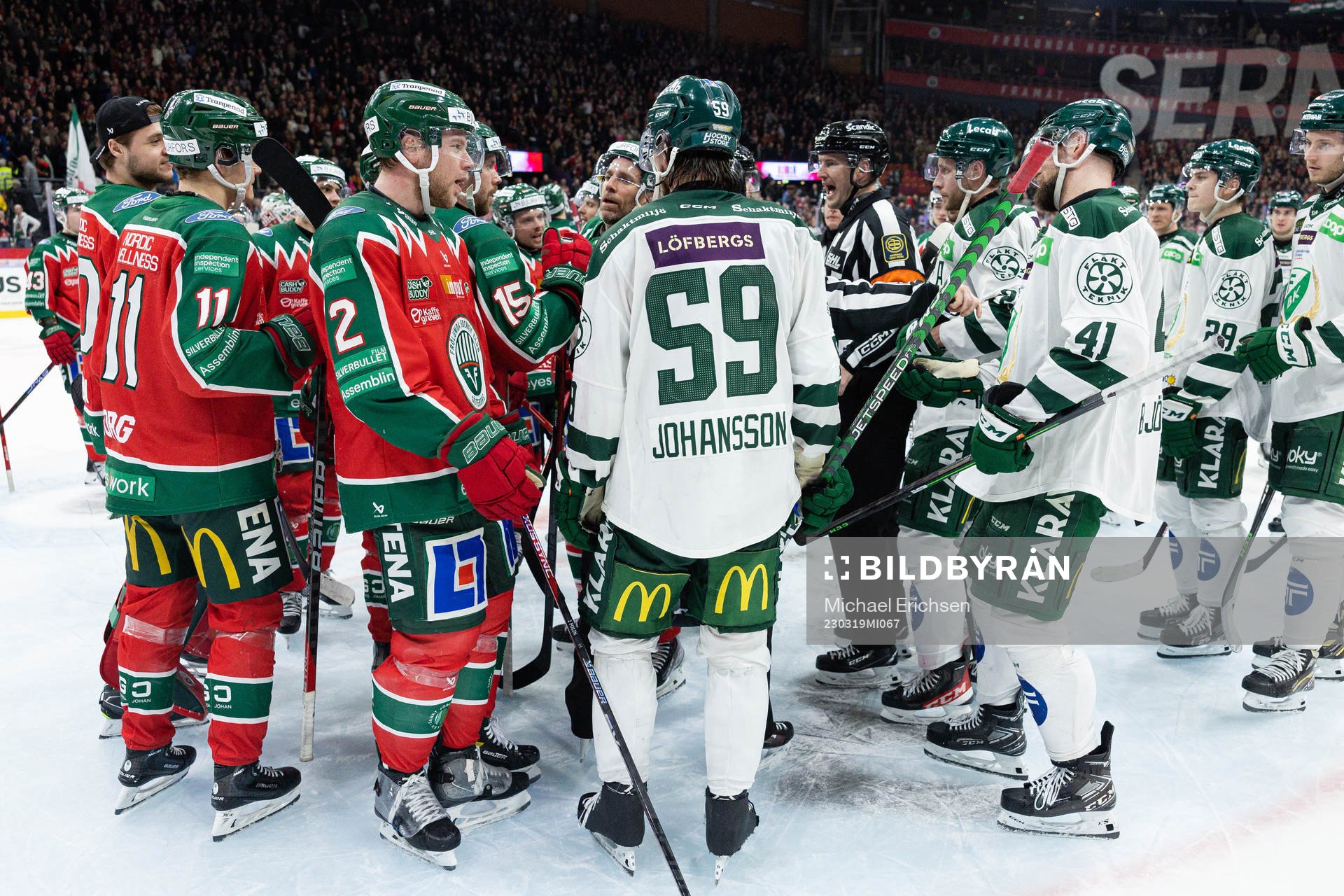 Bråk mellan Frölundas och Färjestads spelare