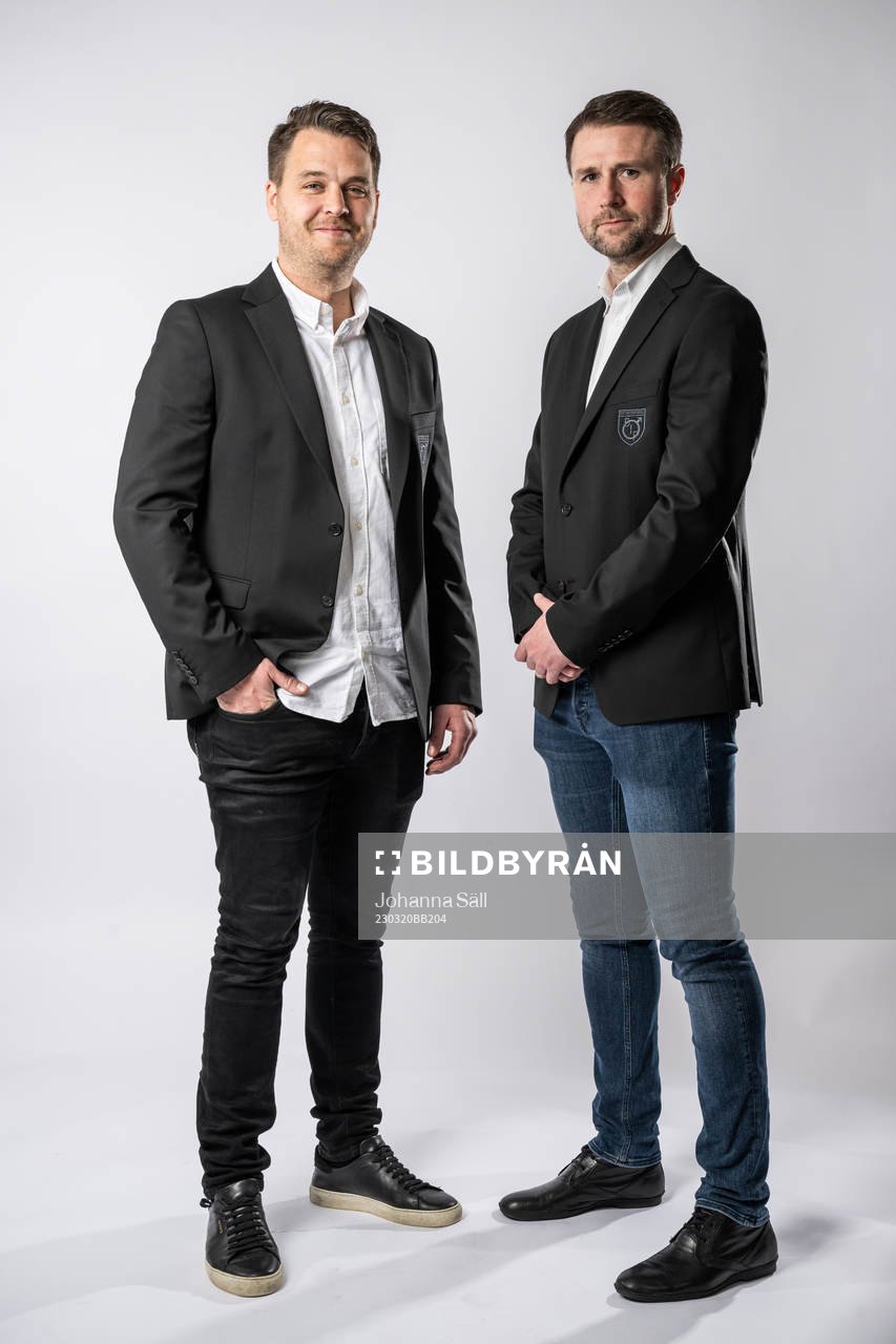 Andreas Holmberg, tränare Degerfors, och Tobias Solberg,