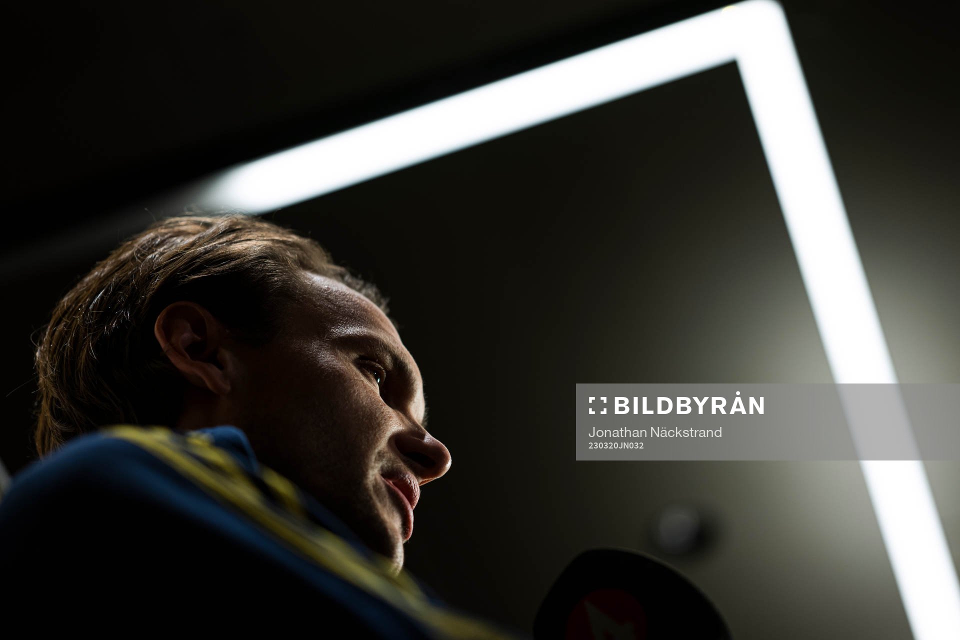 Albin Ekdal of the Swedish men's football national team during a mixed zone on March 20, 2023 in Stockholm. 
