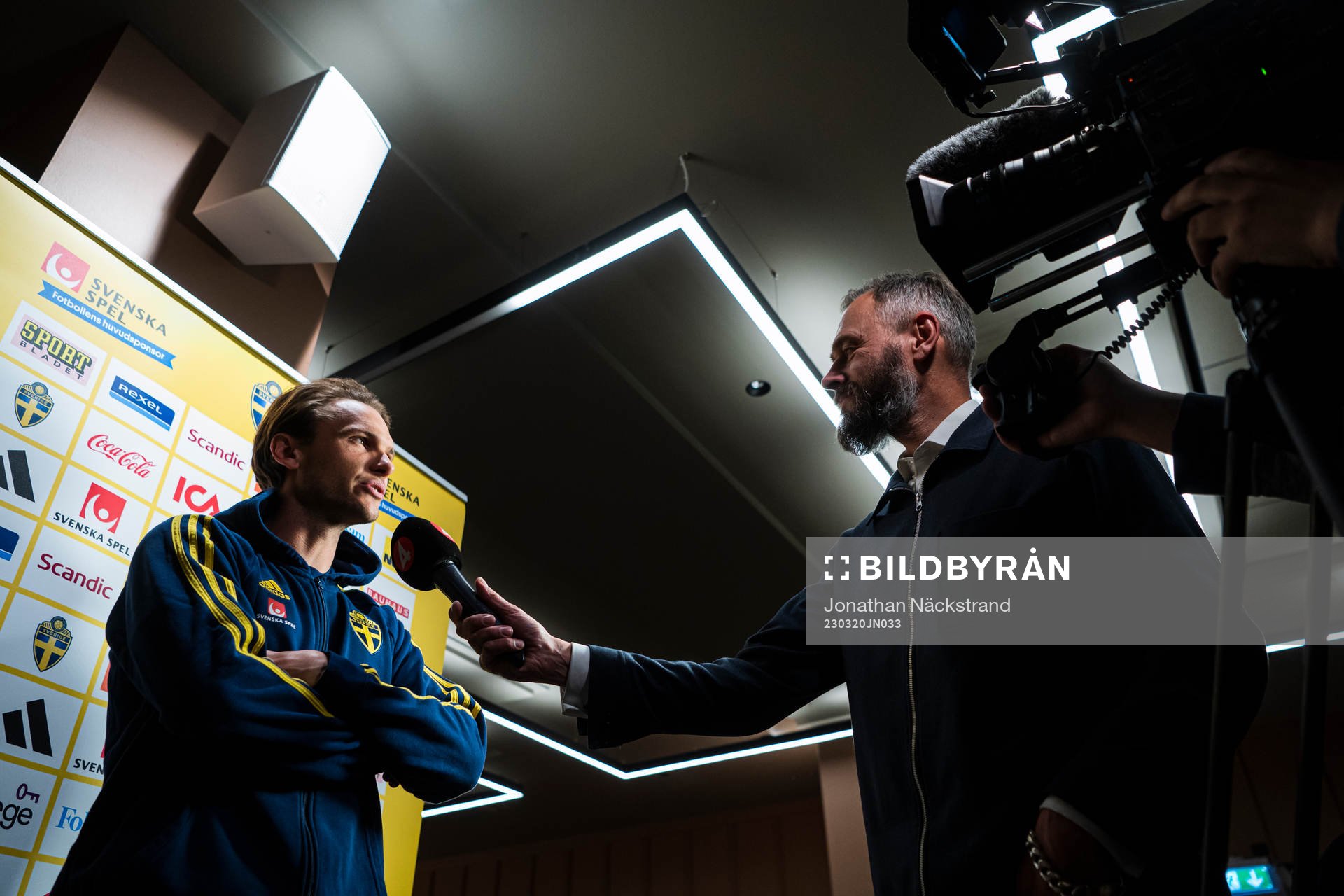 Albin Ekdal of the Swedish men's football national team during a mixed zone on March 20, 2023 in Stockholm. 
