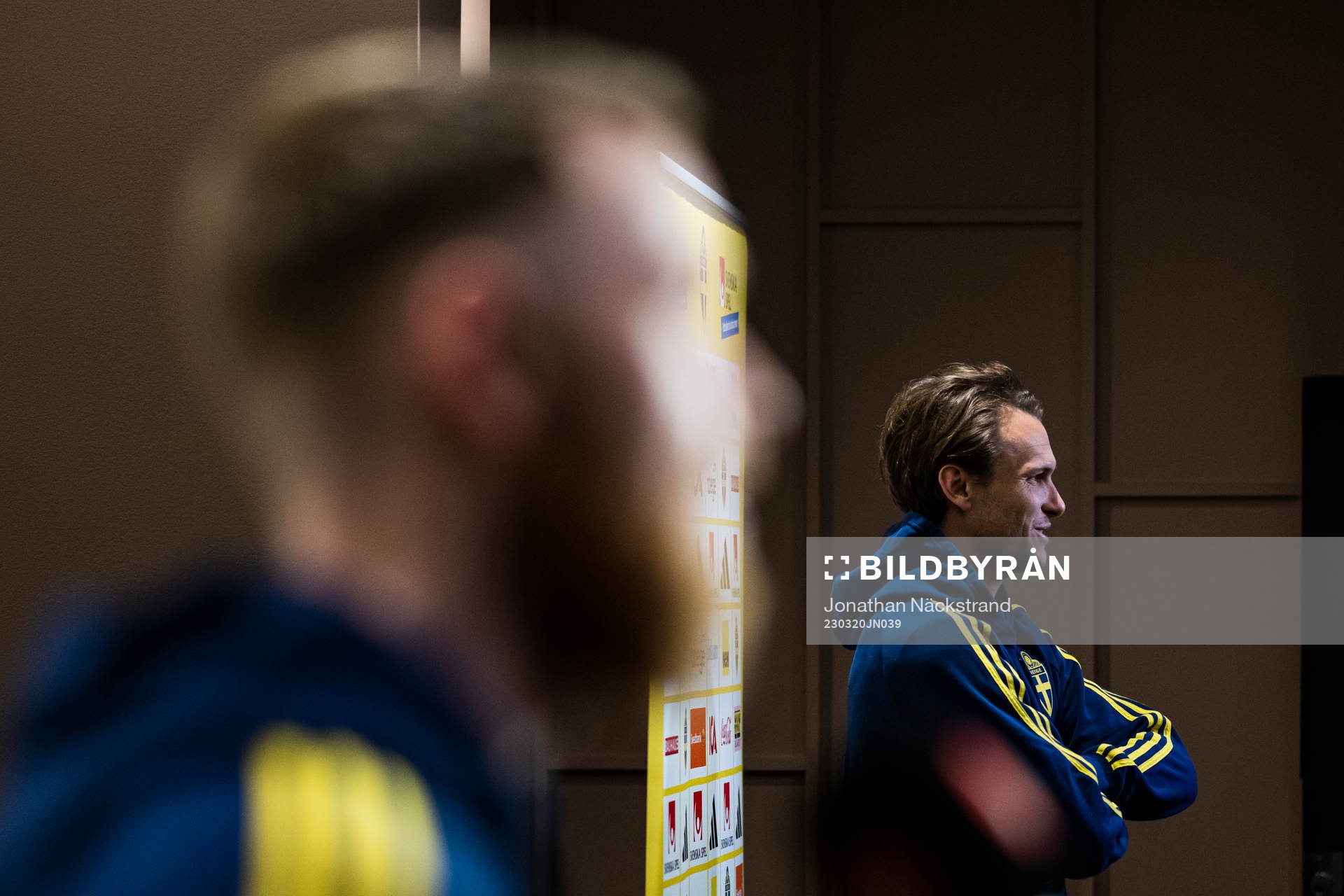 Albin Ekdal of the Swedish men's football national team during a mixed zone on March 20, 2023 in Stockholm. 
