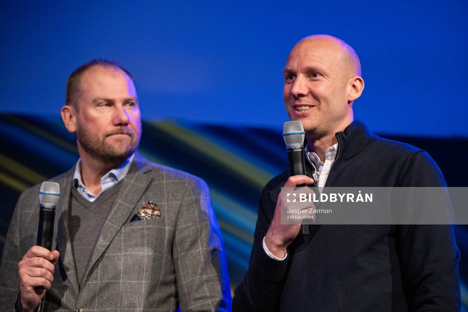 Magnus Haglund, tränare Halmstad, och Andreas Johansson,