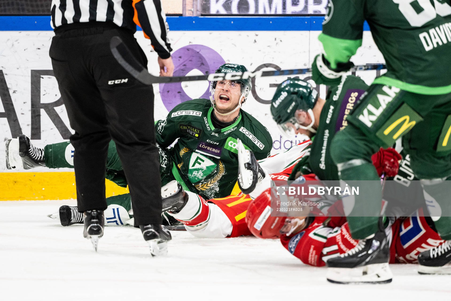 Färjestads Michael Lindqvist reagerar