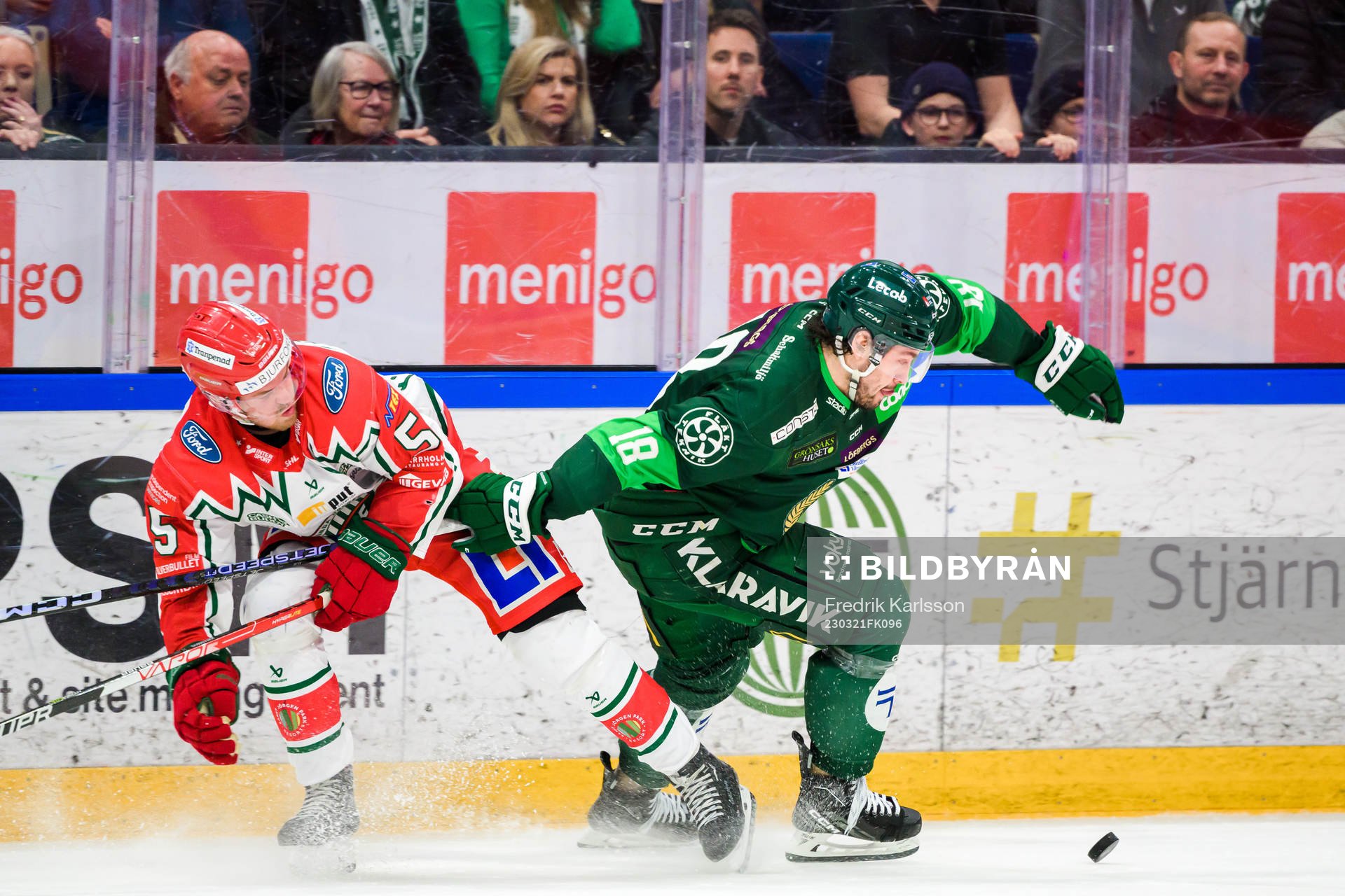 Frölundas Filip Johansson och Färjestads Remi Elie