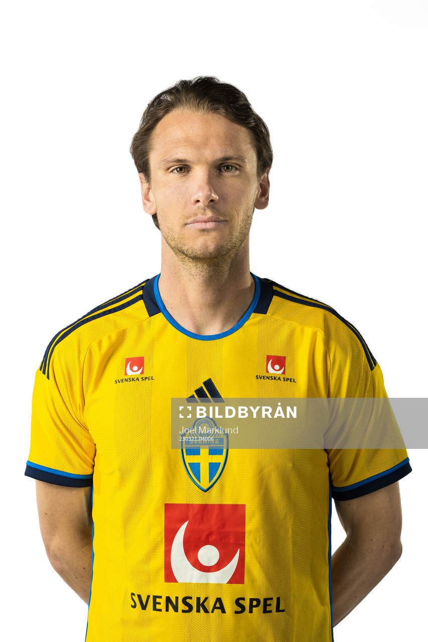 Albin Ekdal of the Swedish national football team poses for a portrait on March 21, 2023 in Stockholm. 