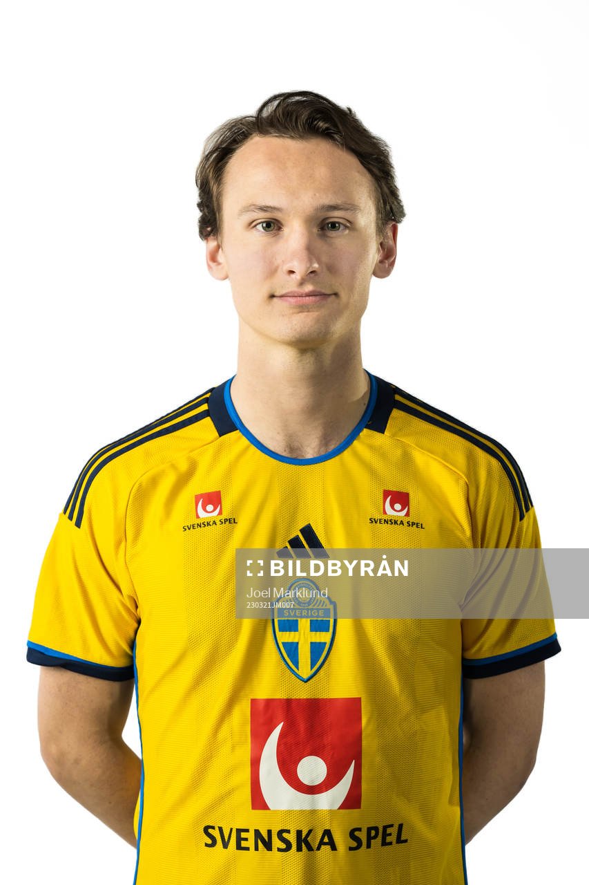 Hjalmar Ekdal of the Swedish national football team poses