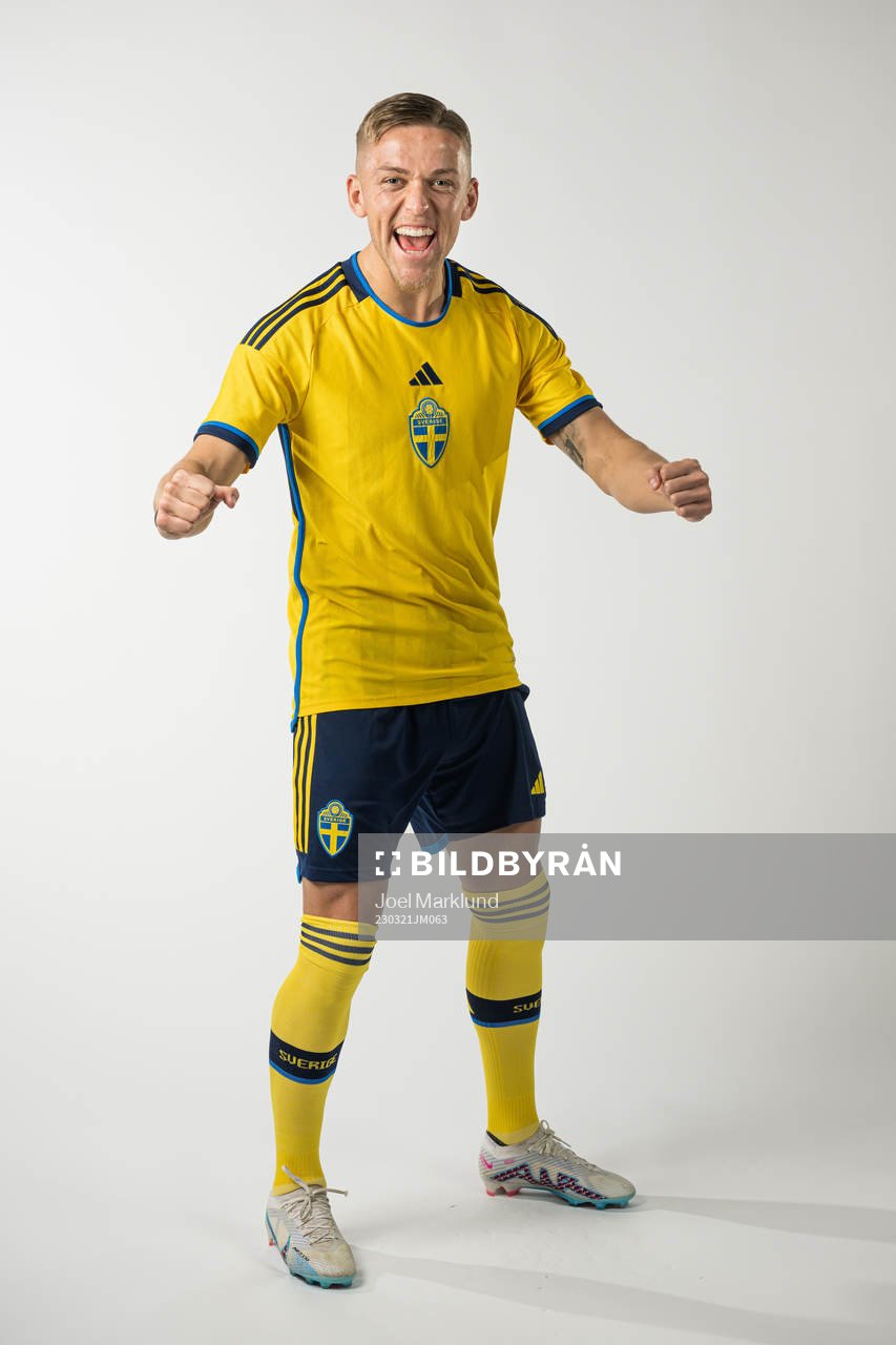 Jesper Karlsson of the Swedish national football team poses