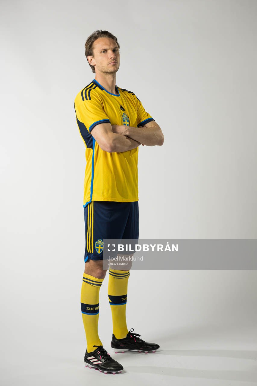 Albin Ekdal of the Swedish national football team poses for