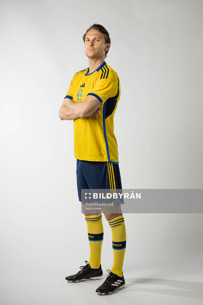 Albin Ekdal of the Swedish national football team poses for