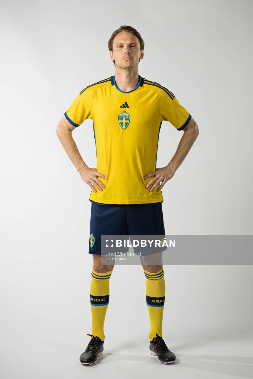 Albin Ekdal of the Swedish national football team poses for a portrait on March 21, 2023 in Stockholm. Editors note: Picture has been retouched.