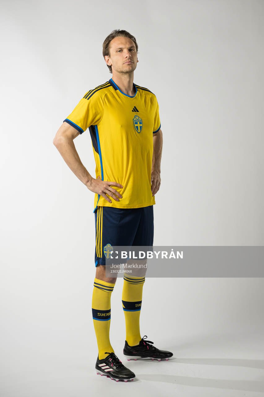 Albin Ekdal of the Swedish national football team poses for