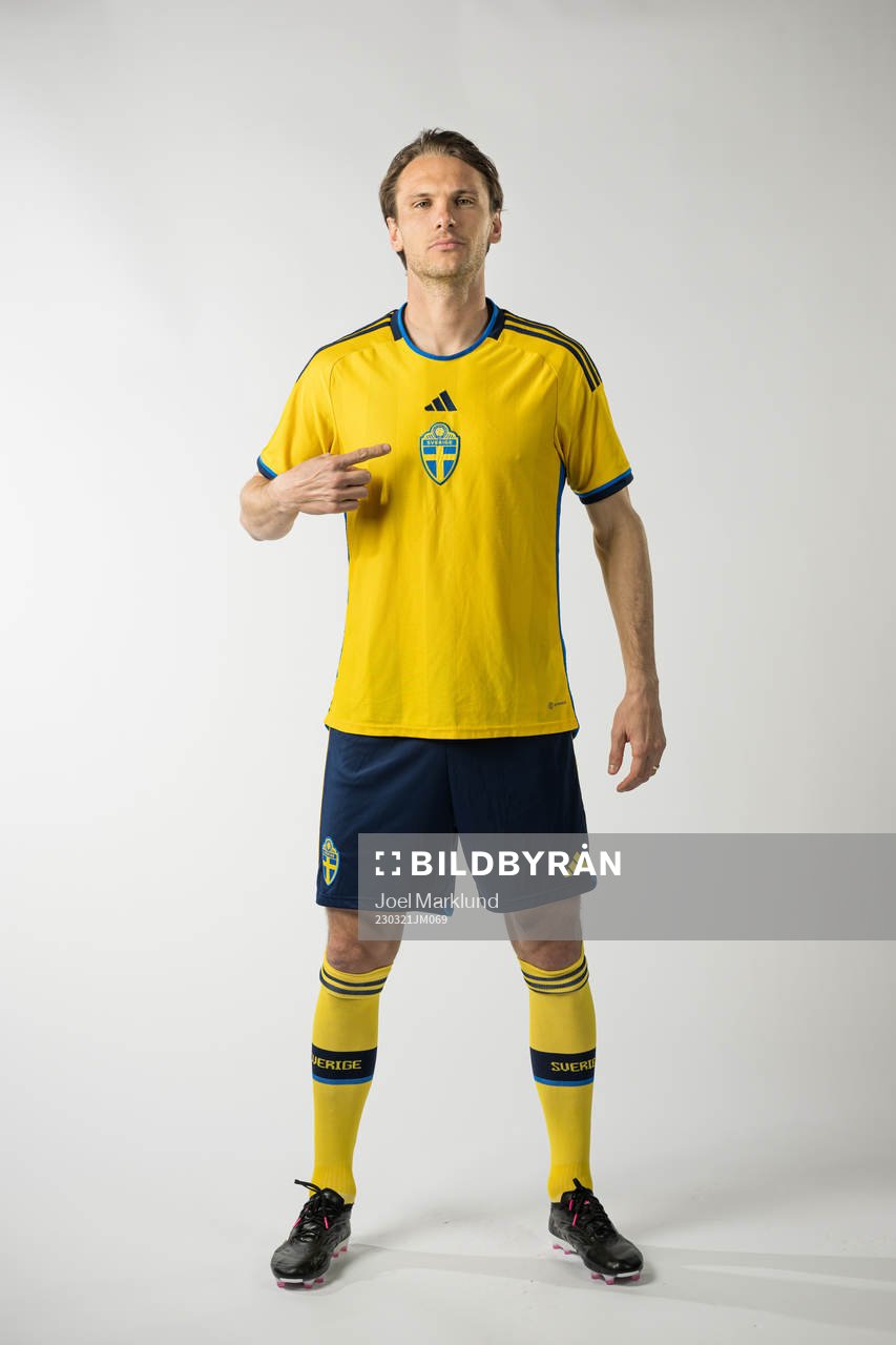 Albin Ekdal of the Swedish national football team poses for