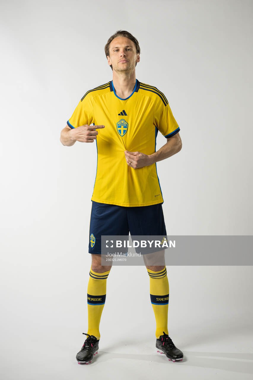 Albin Ekdal of the Swedish national football team poses for