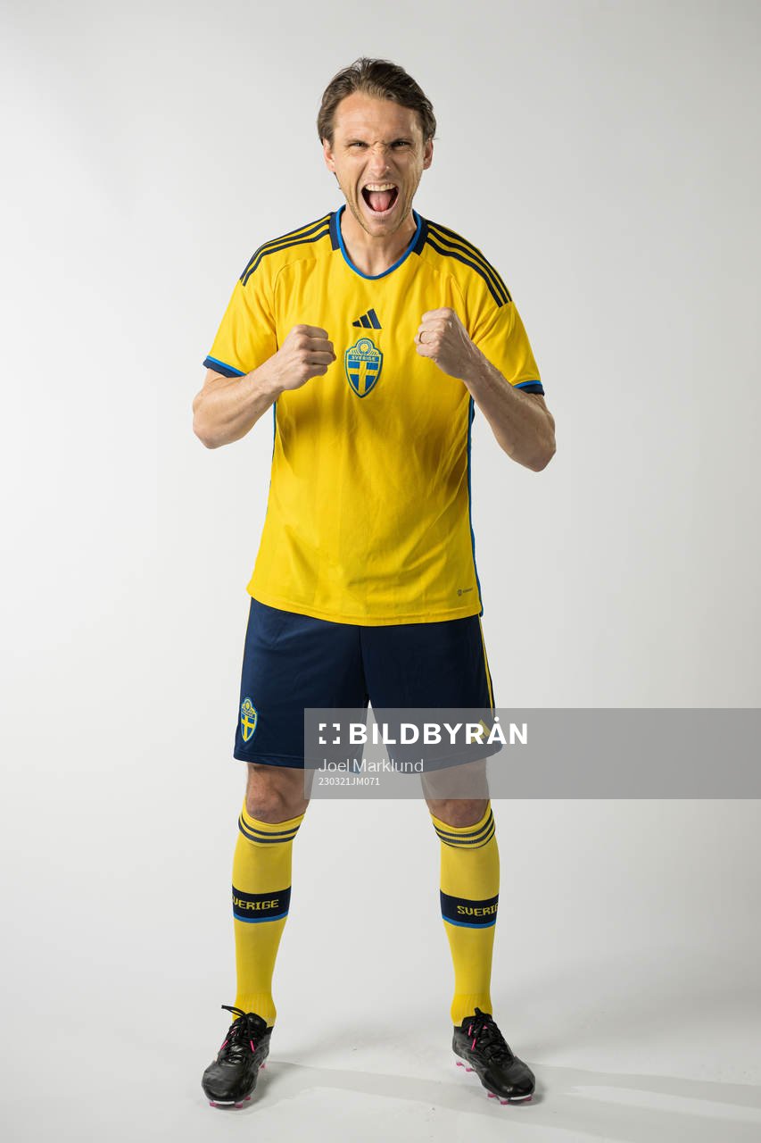 Albin Ekdal of the Swedish national football team poses for