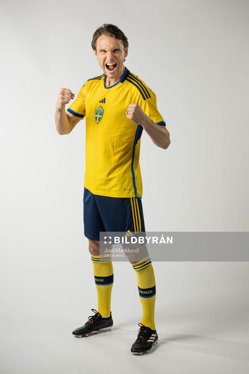 Albin Ekdal of the Swedish national football team poses for