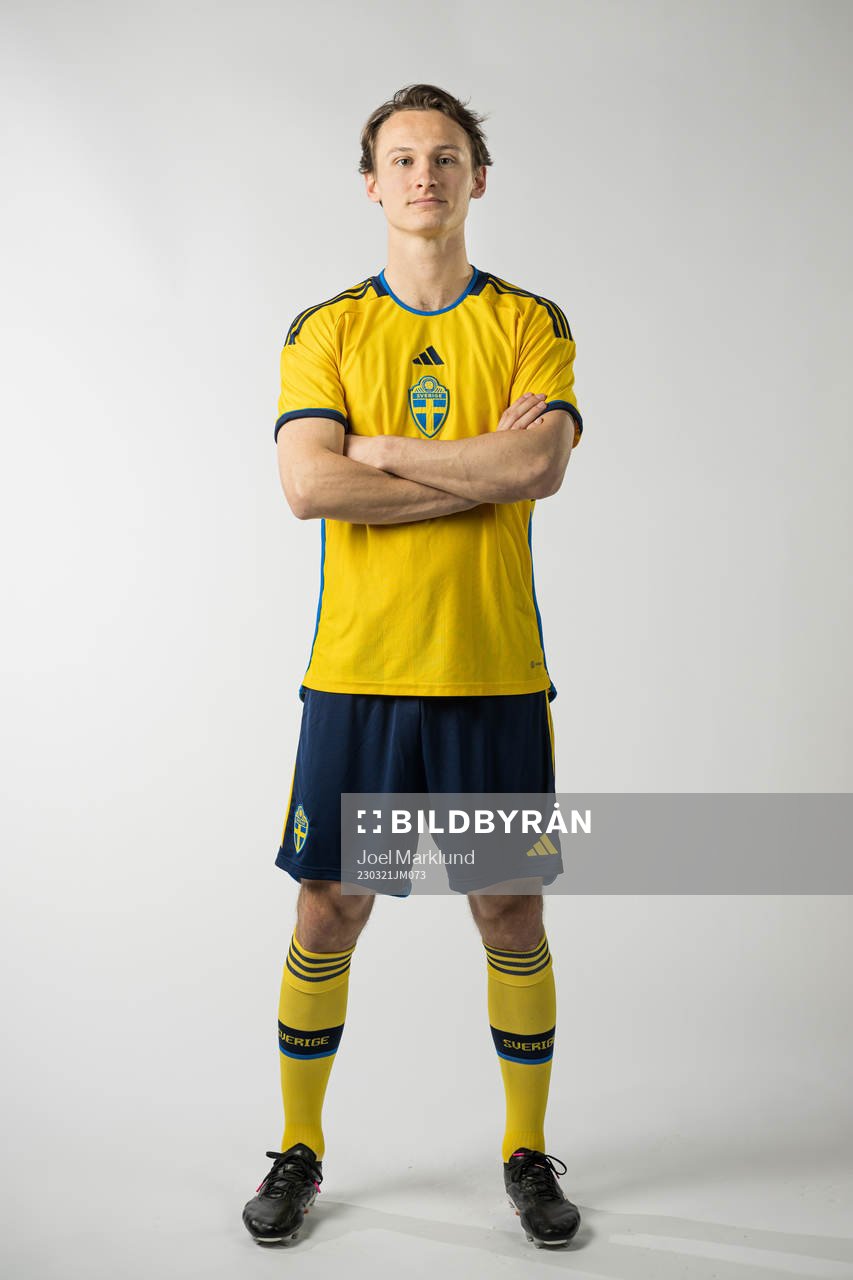 Hjalmar Ekdal of the Swedish national football team poses