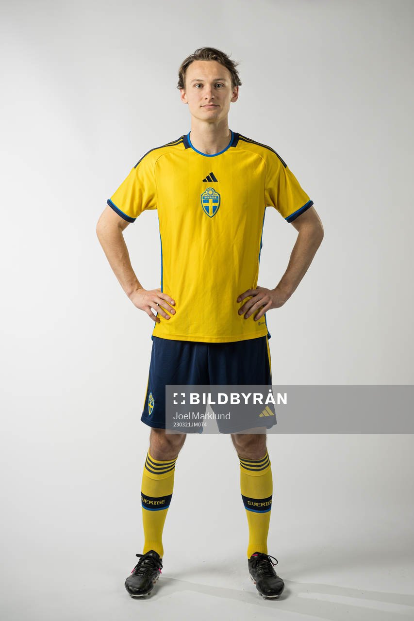 Hjalmar Ekdal of the Swedish national football team poses