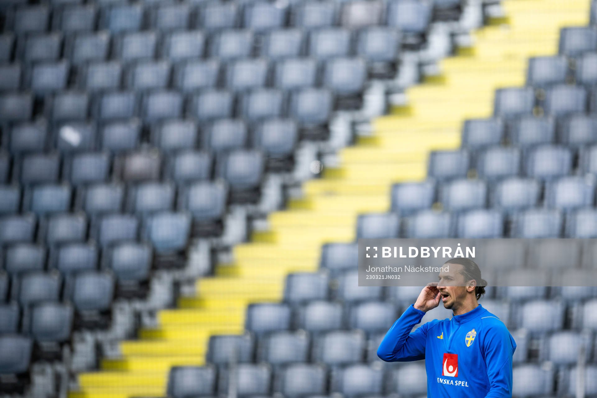 Zlatan Ibrahimovic of the Swedish national football team during a training session on March 21, 2023 in Stockholm. 