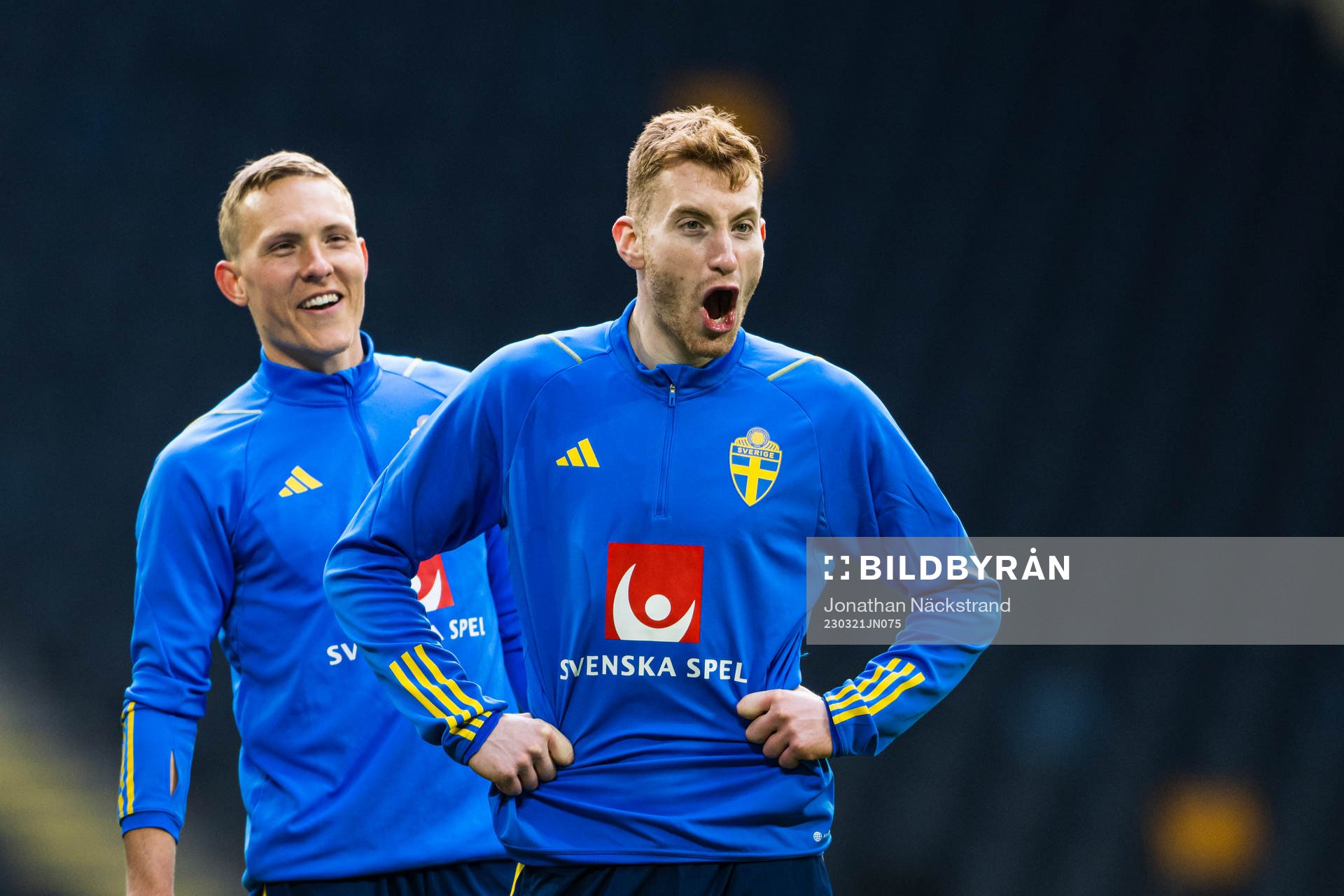Dejan Kulusevski and Ludwig Augustinsson of the Swedish