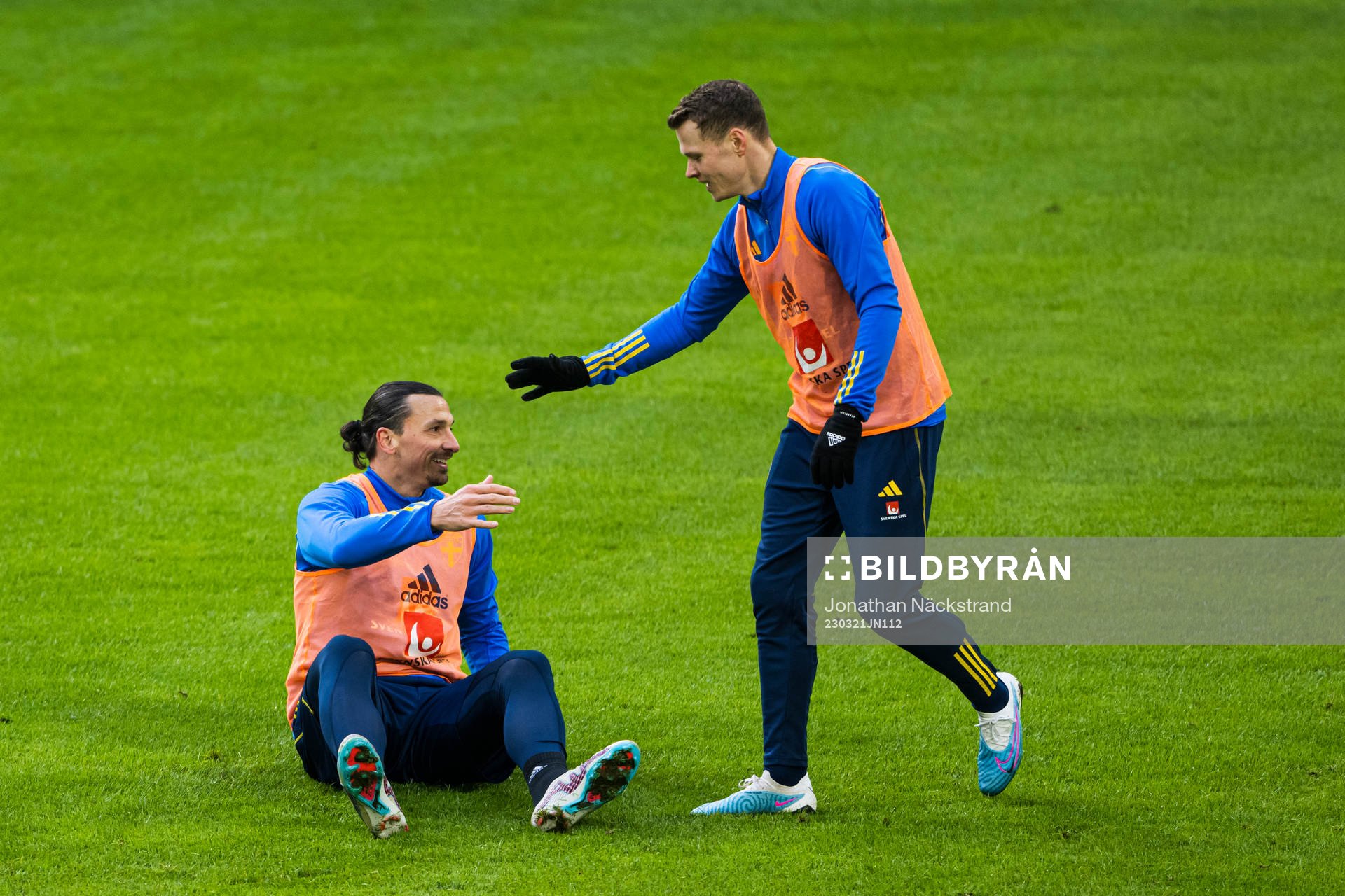 Zlatan Ibrahimovic and Viktor Claesson of the Swedish