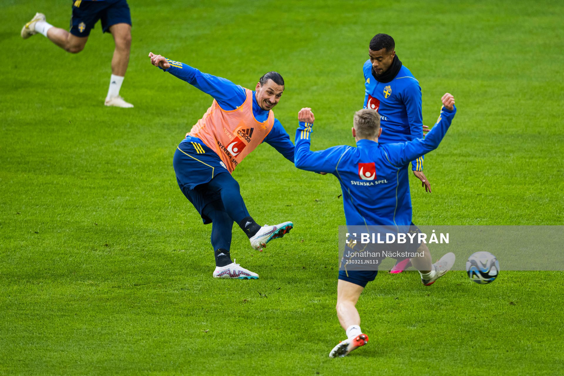 Zlatan Ibrahimovic and Robin Quaison of the Swedish