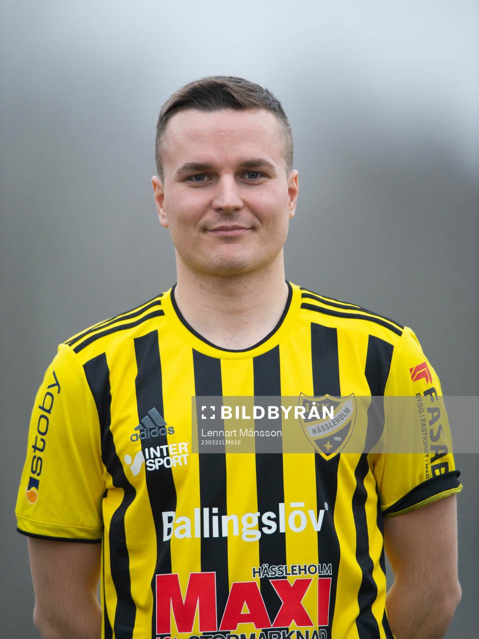 Danny Gunnarsson, IFK Hässleholm, lag och porträttfoto i