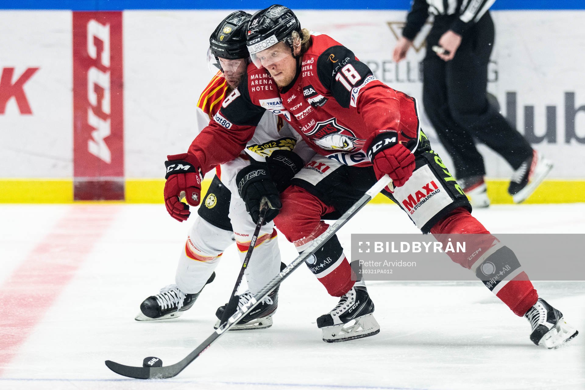 Brynäs Greg Scott och Malmö Redhawks Marcus Sylvegård