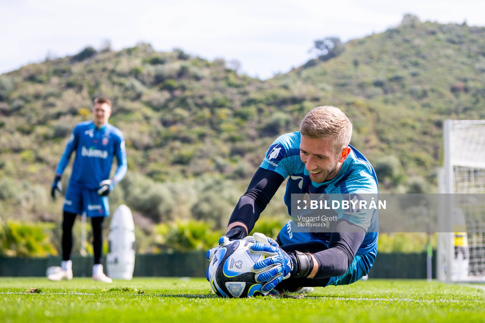 Goalkeeper Egil Selvik of the Norwegian national football team during a training session on March 21, 2023 in Marbella. 