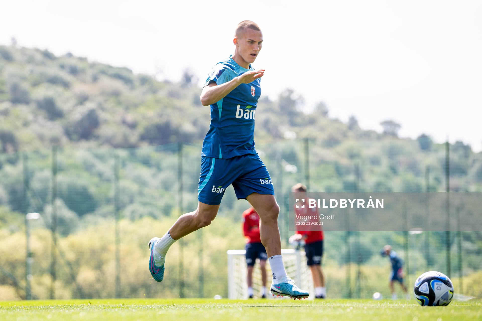 Leo Skiri Østigård of the Norwegian national football team during a training session on March 21, 2023 in Marbella. 