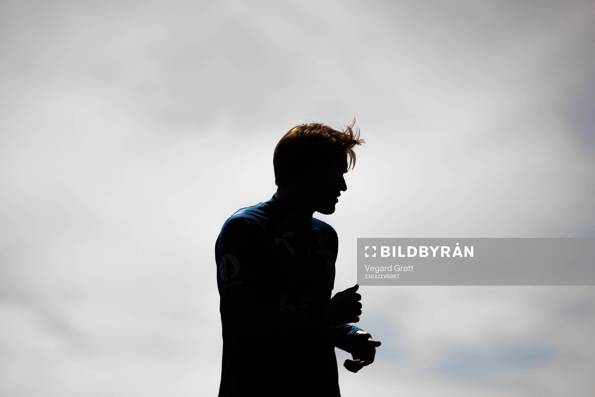 The silhouette of Martin Ødegaard of the Norwegian
