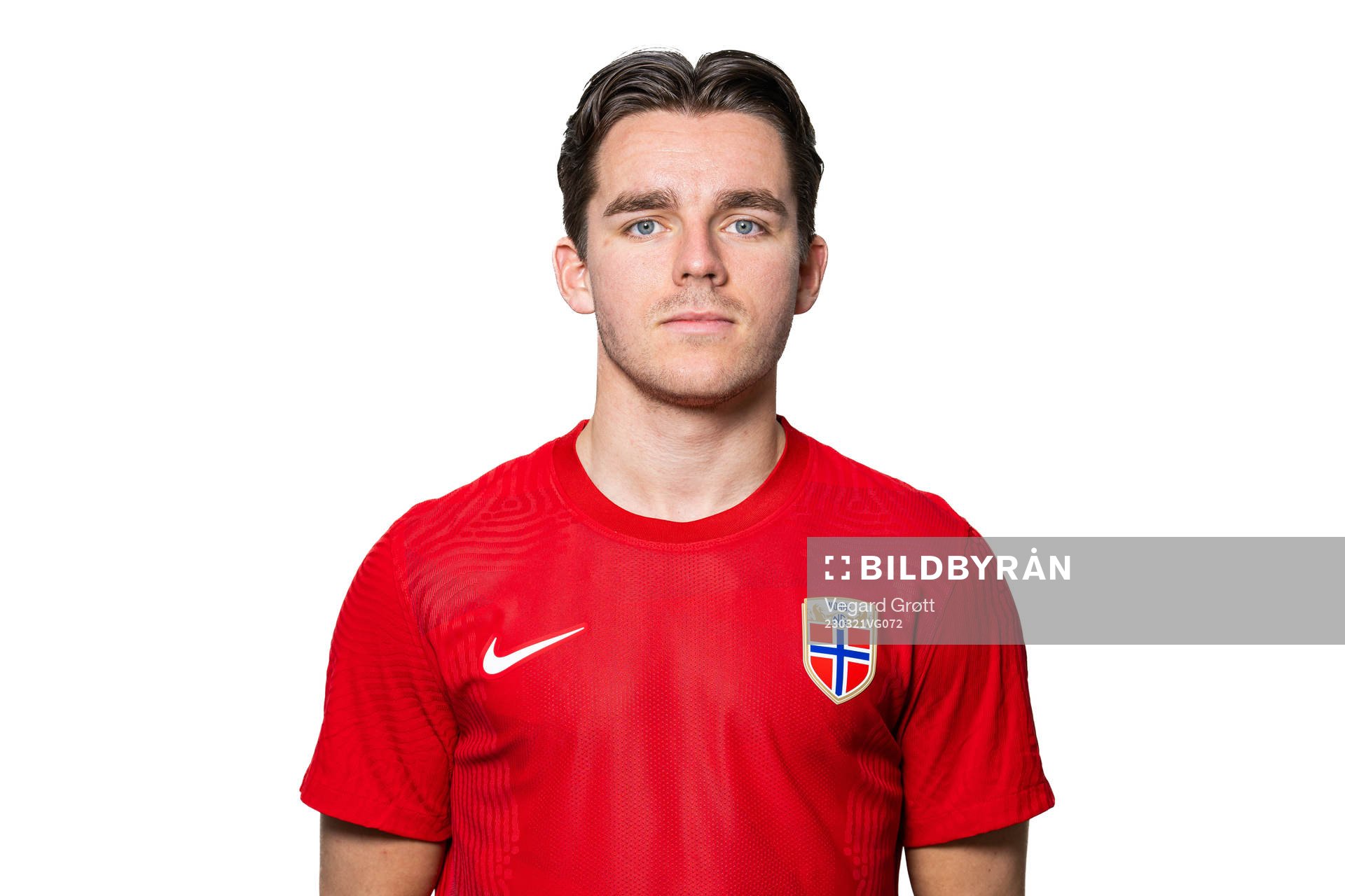 Hugo Vetlesen of the Norwegian national football team poses