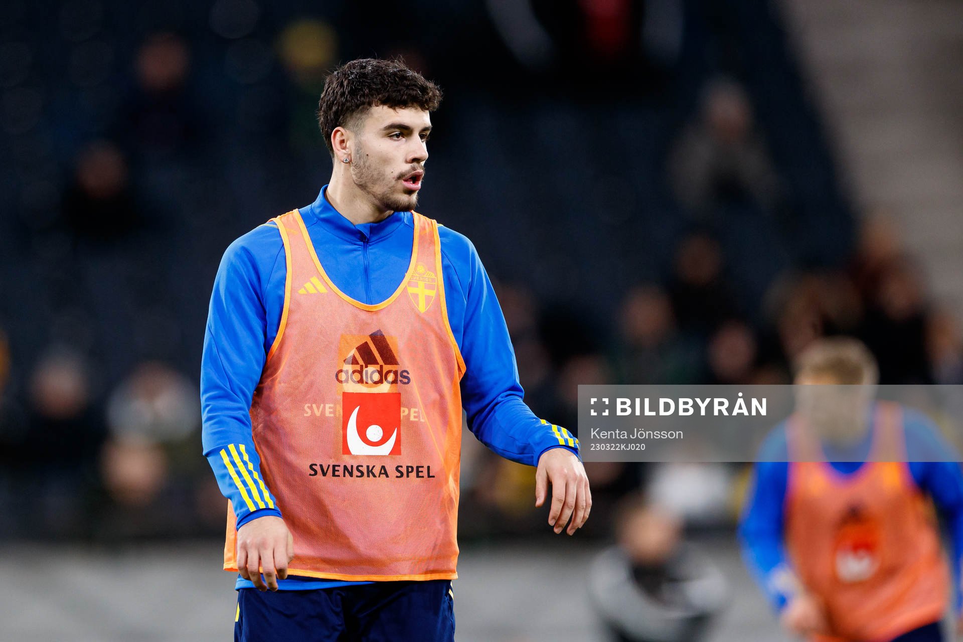 Edvin Kurtulus during a training session with the Swedish national football team on March 22, 2023 in Stockholm. 