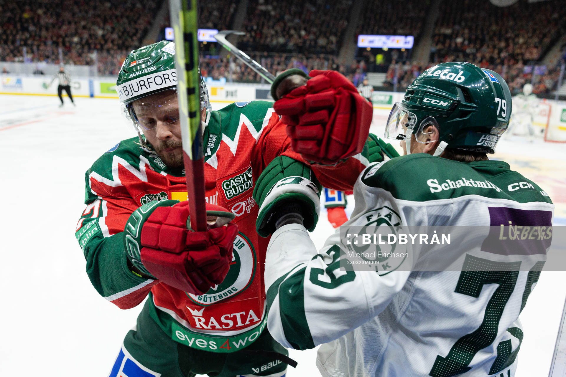 Frölundas Jacob Nilsson och Färjestads Patrik Lundh