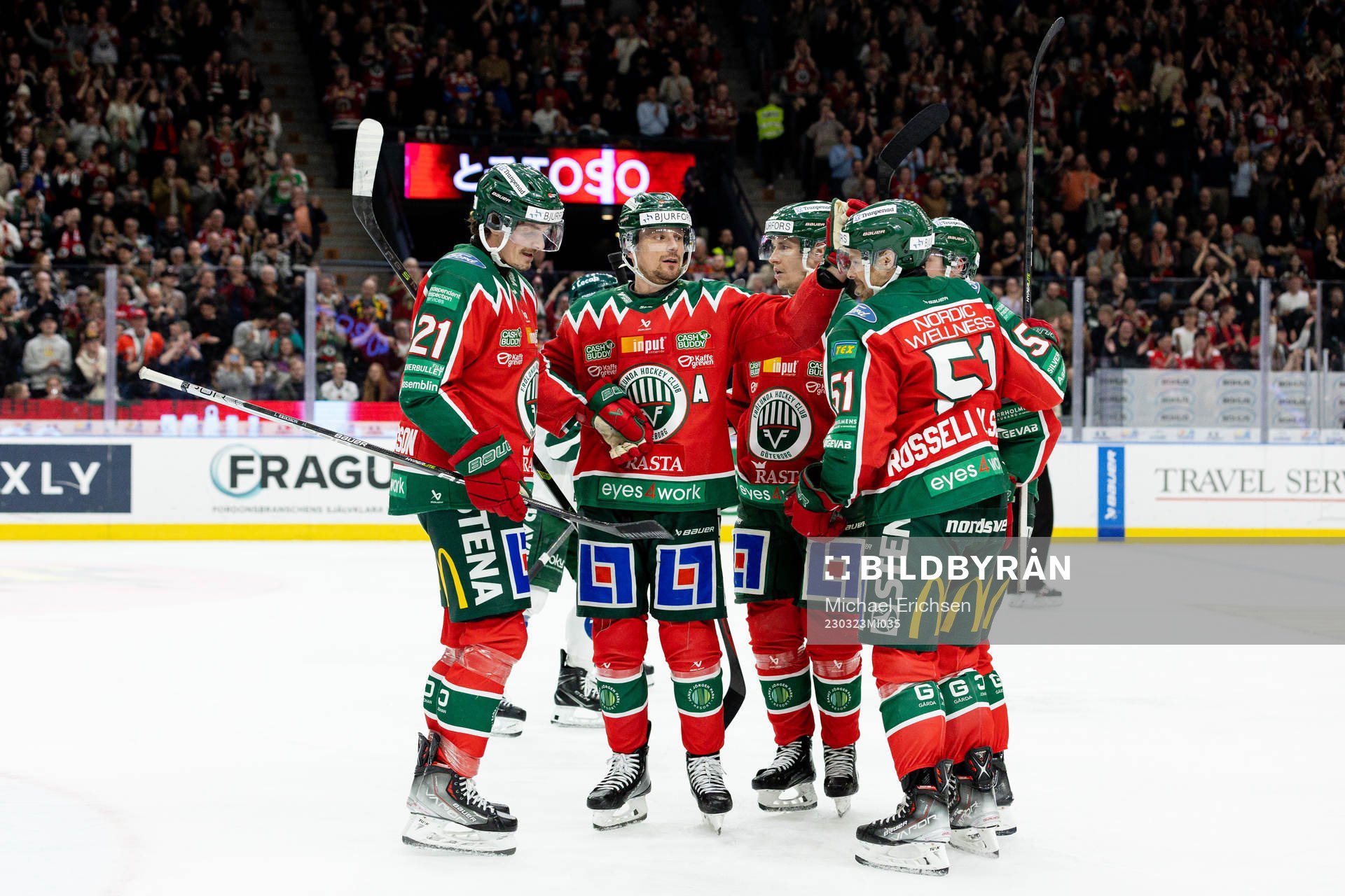 Frölundas Loui Eriksson  Nicklas Lasu och Mats Rosseli