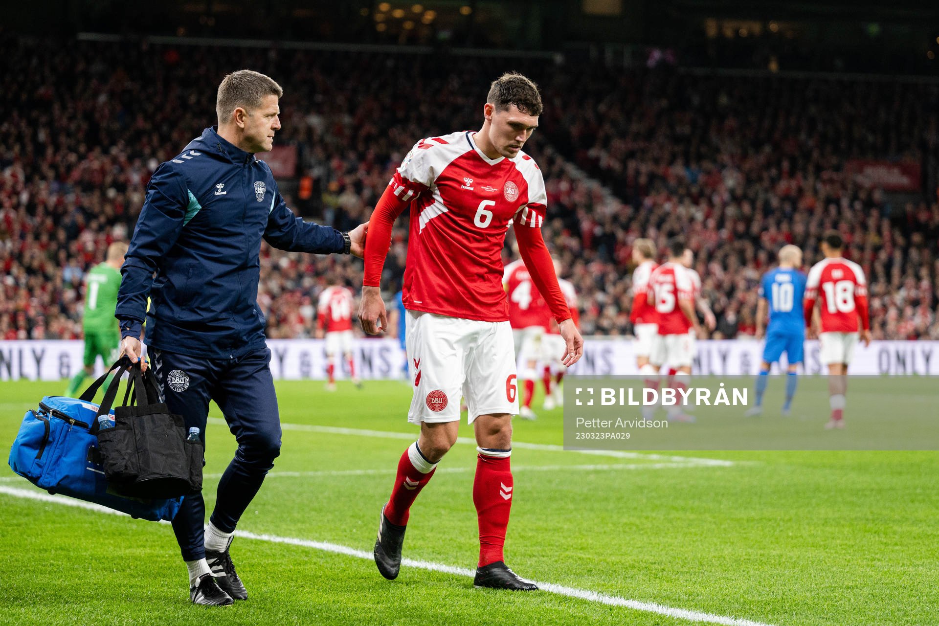Andreas  Christensen of Denmark in pain