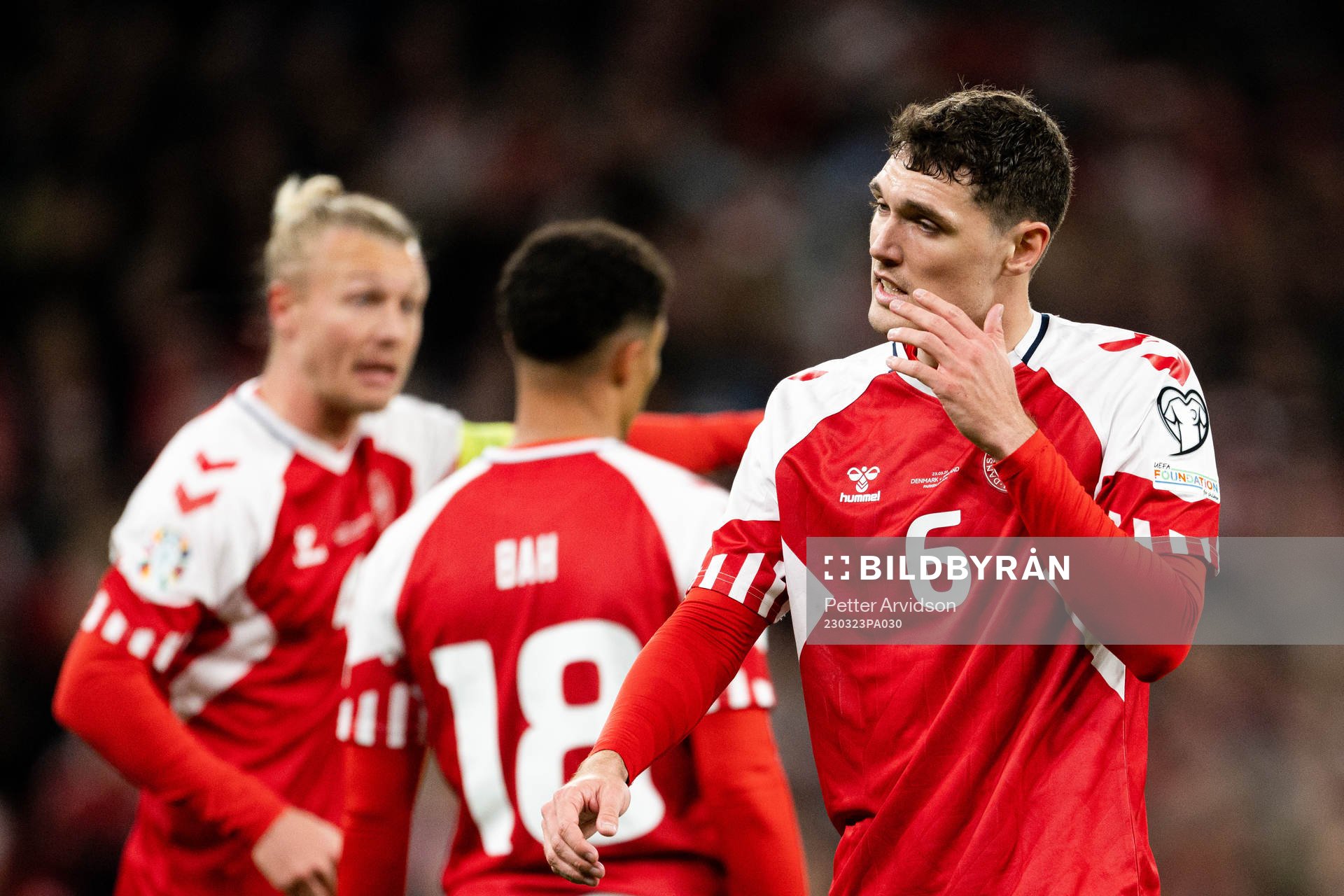 Andreas  Christensen of Denmark in pain