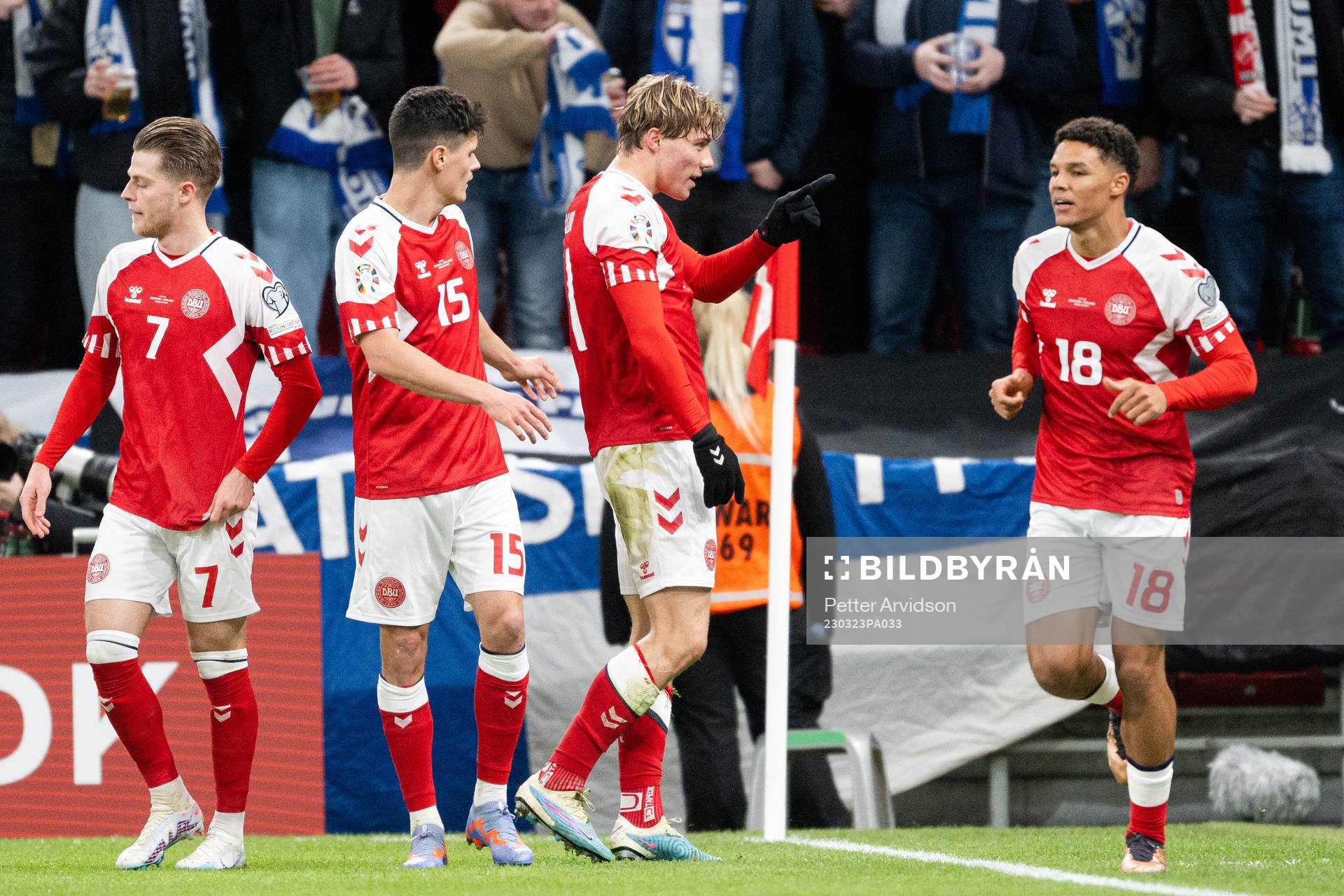 Rasmus Højlund of Denmark celebrates the 1-0 goal
