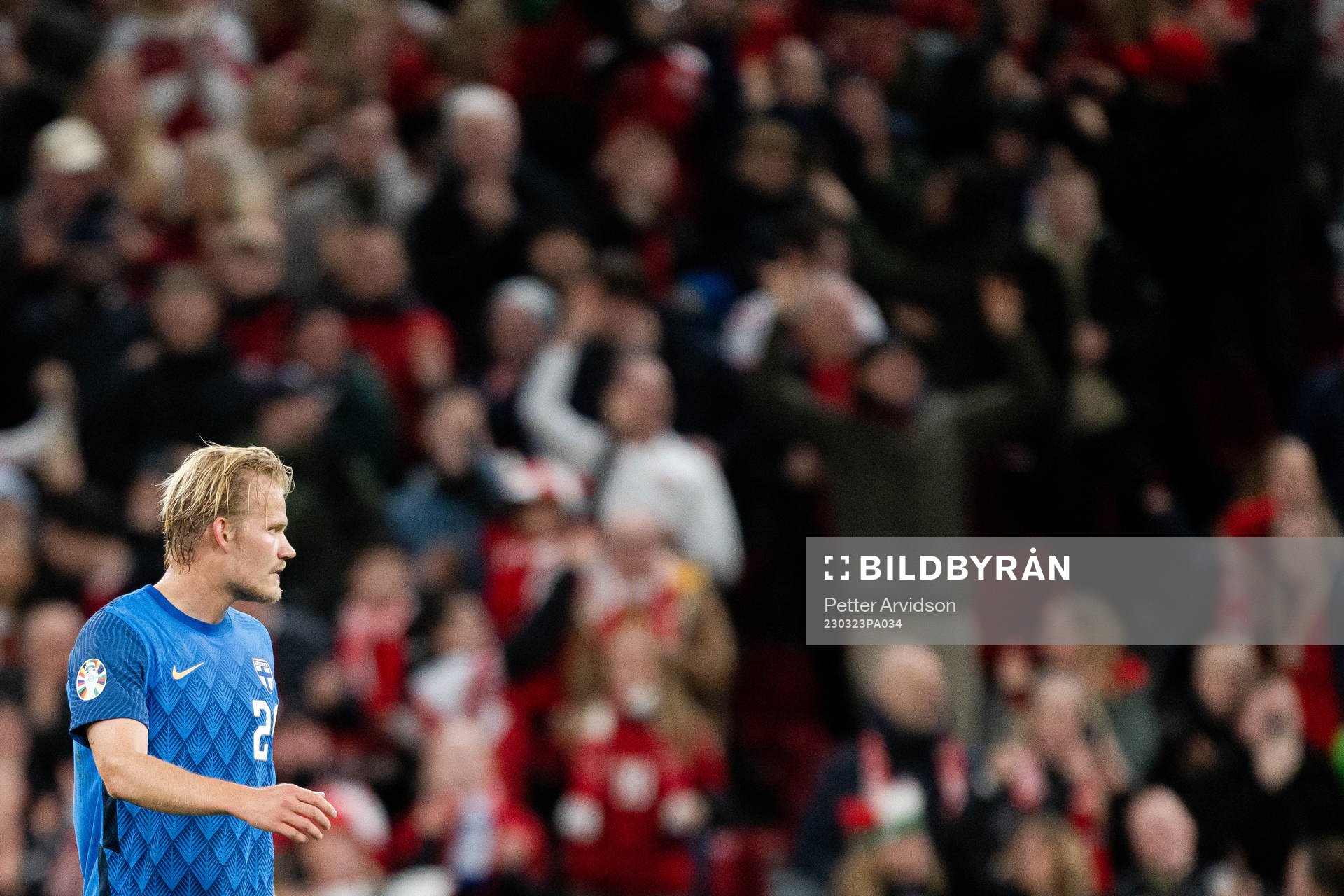 Joel Pohjanpalo of Finland looks dejected