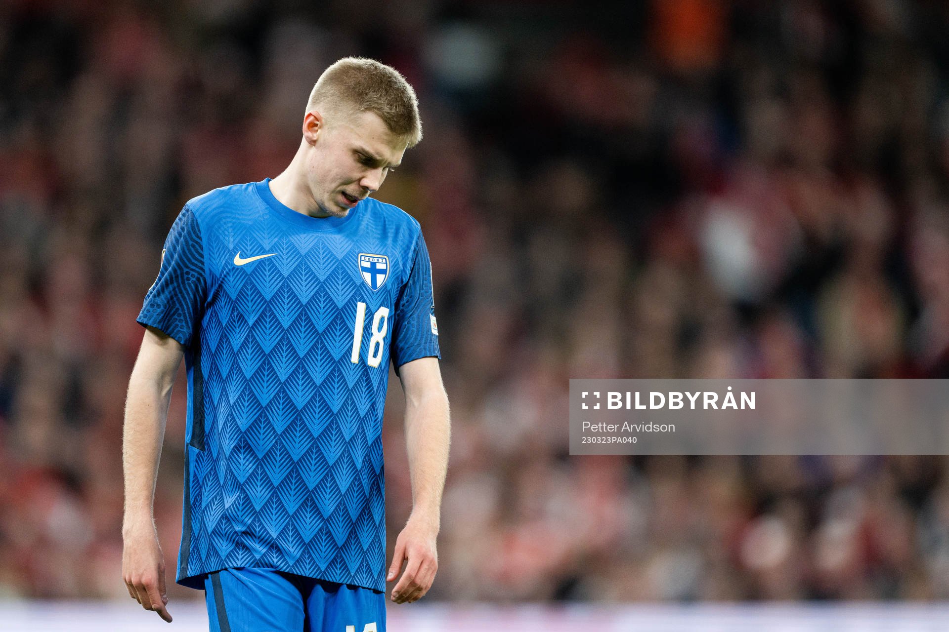 Oliver Antman of Finland looks dejected