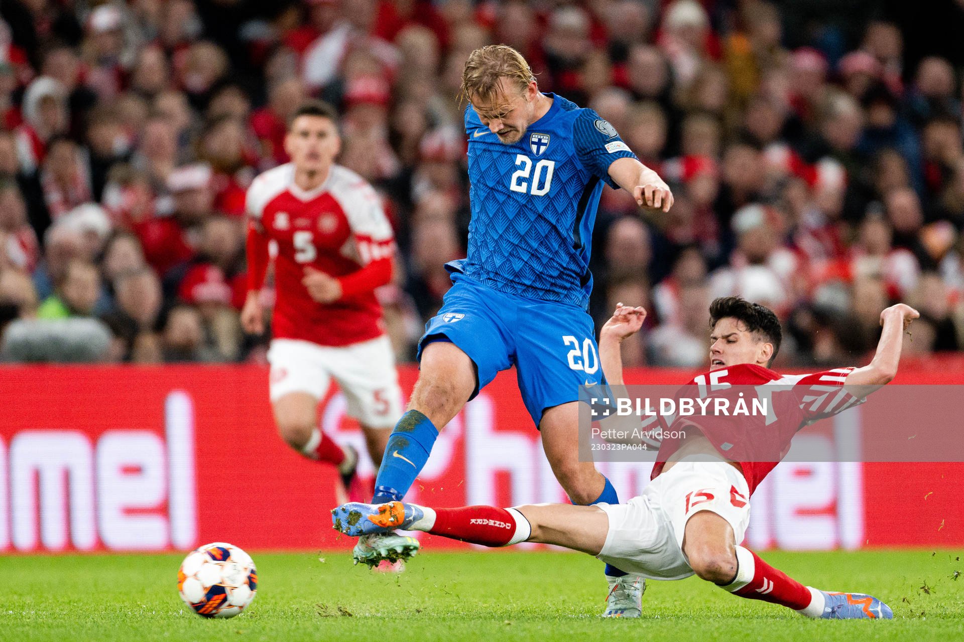 Joel Pohjanpalo of Finland and Christian Nørgaard of