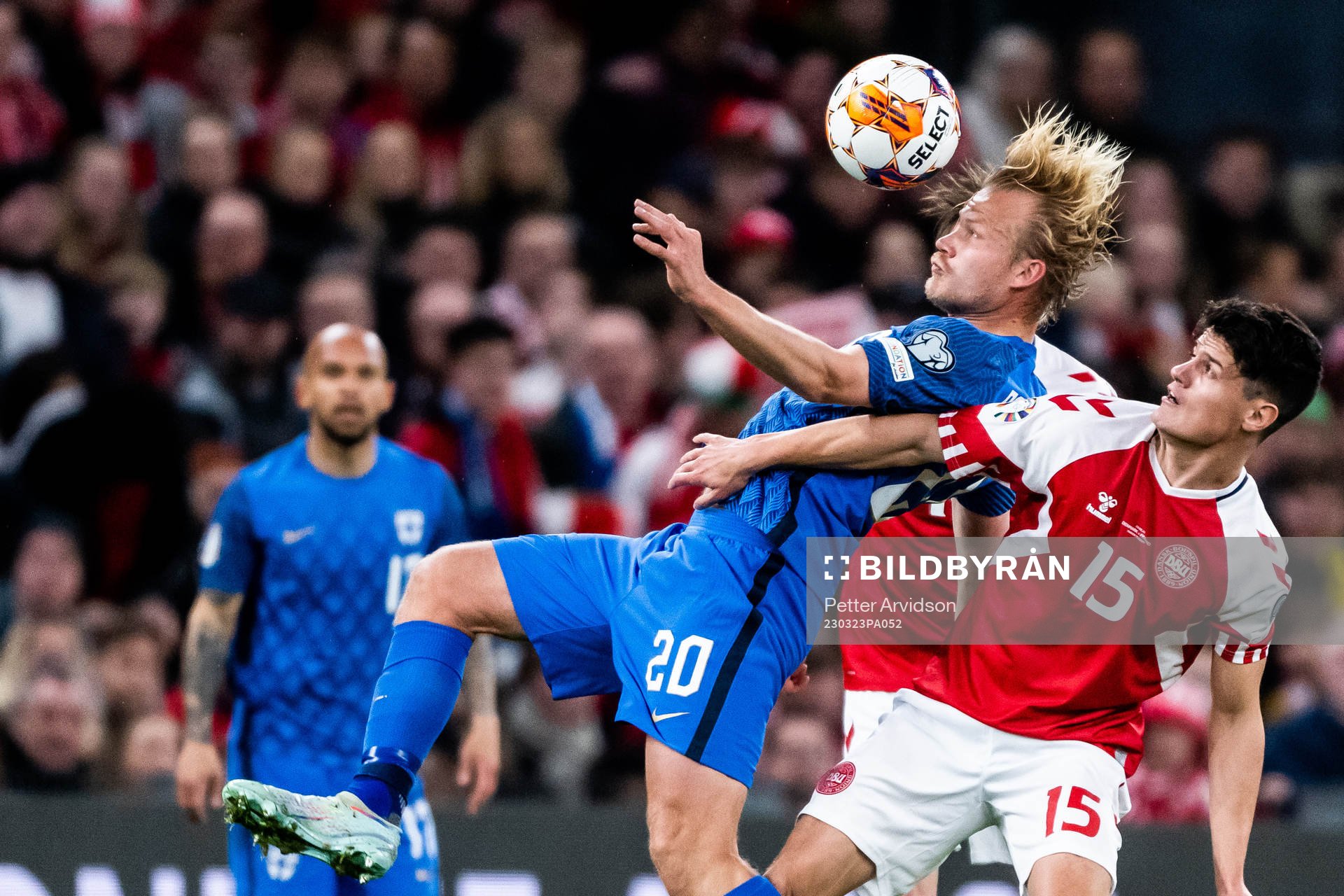 Joel Pohjanpalo of Finland and Christian Nørgaard of