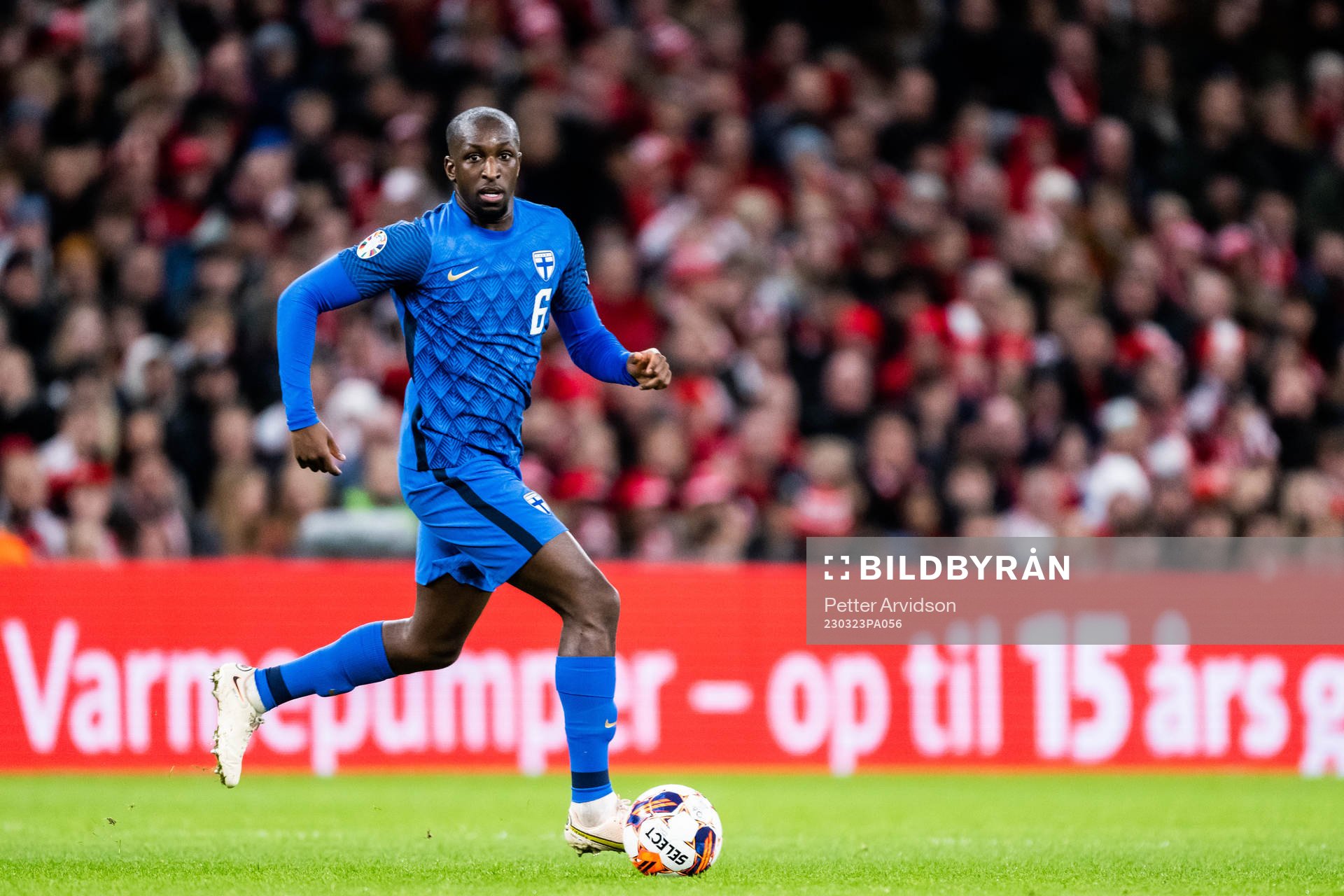 Glen Kamara of Finland during the UEFA Euro Qualifier football match between Denmark and Finland on March 23, 2023 in Copenhagen.