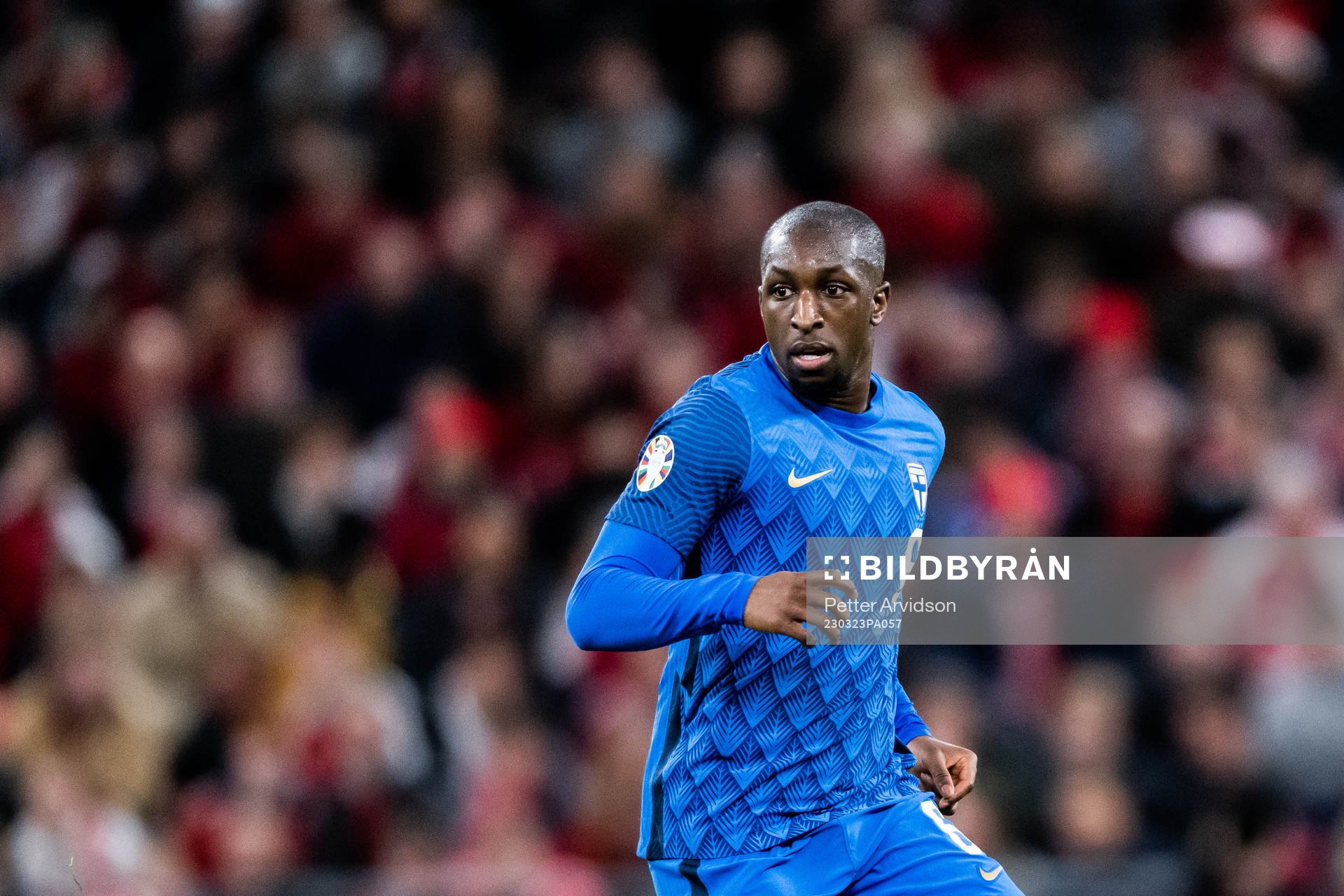 Glen Kamara of Finland during the UEFA Euro Qualifier football match between Denmark and Finland on March 23, 2023 in Copenhagen.
