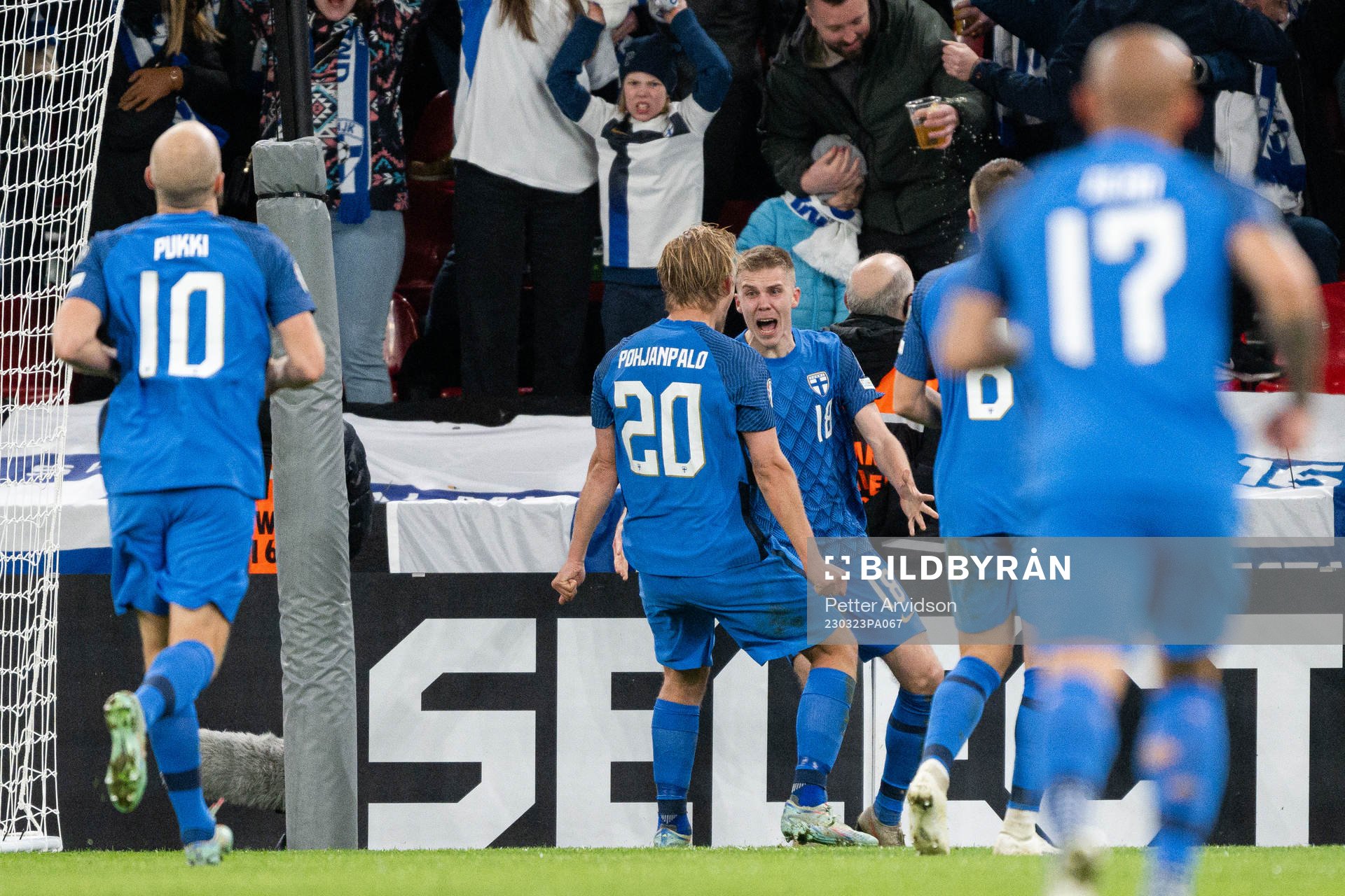 Oliver Antman of Finland celebrates the 1-1 goal