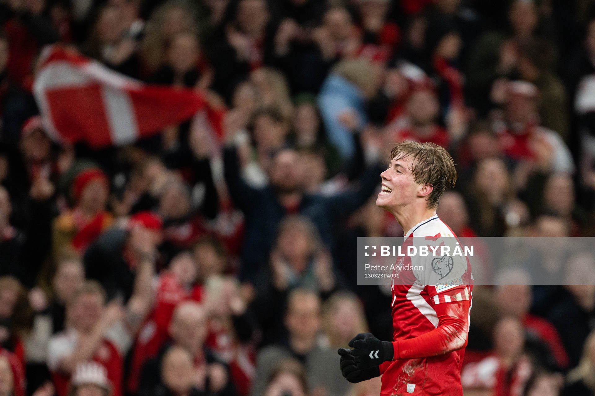 Rasmus Højlund of Denmark celebrates the 3-1 goal
